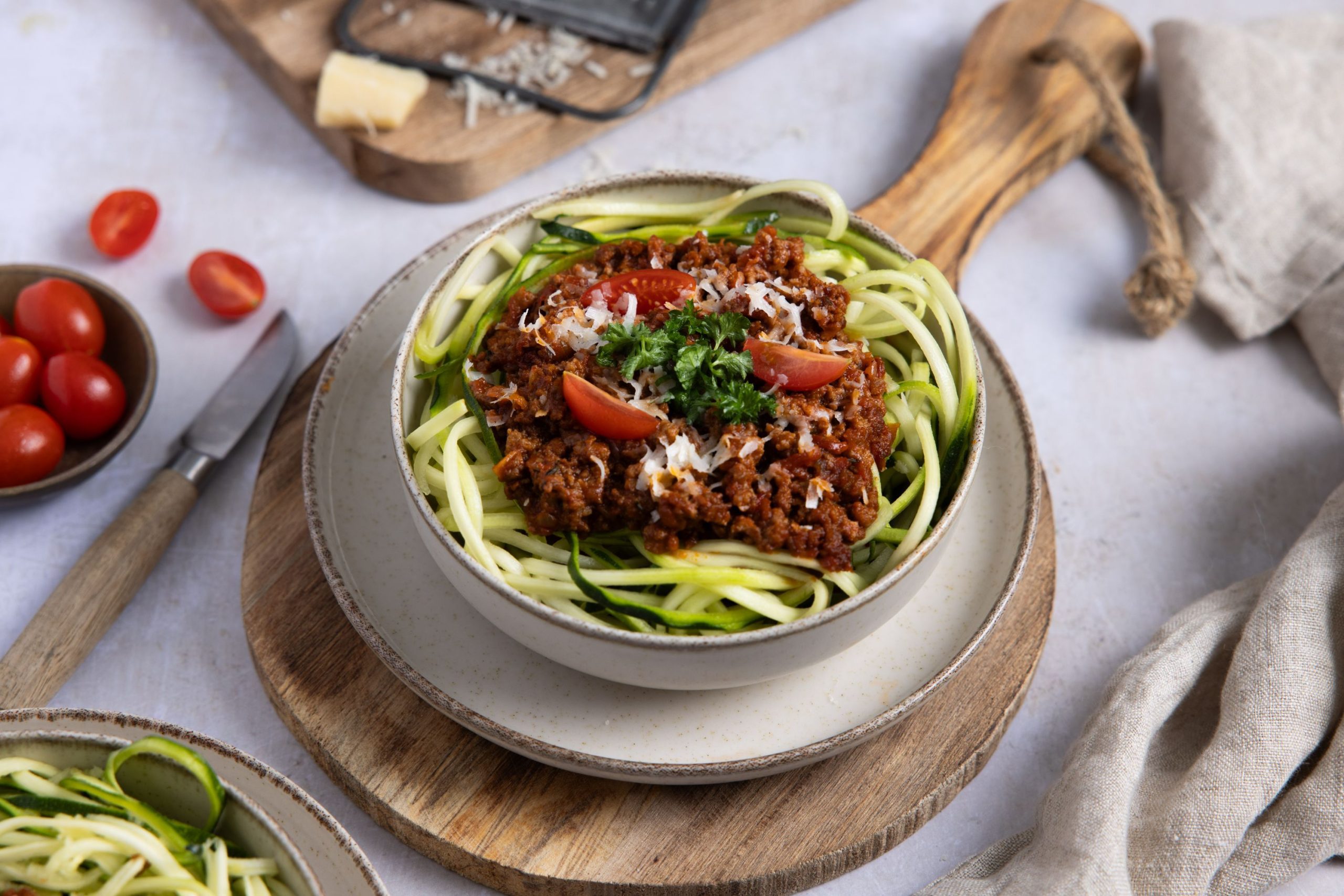 Lavkarbo squashspaghetti med kjøttsaus. Foto: Aina Sjo.