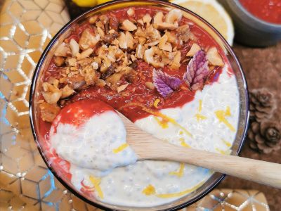 Chiapudding med sitronkrem