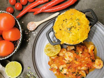 Lavkarbo scampi i tomatsaus