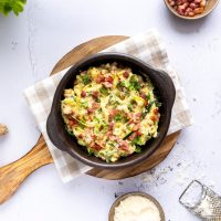 Lavkarbo carbonara med squashspaghetti. Foto, Aina Sjo.